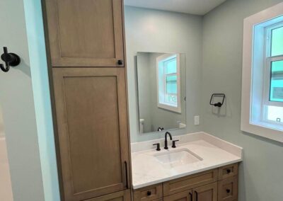 Small Bathroom Wood Finishes-Kamloops Kitchen Studio